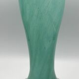 Vintage speckled green marbled glass vase, art nouveau