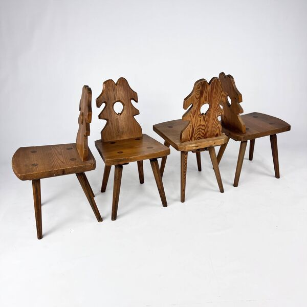 Lot de 4 chaises « Tirol » en chêne du milieu du siècle, années 1960
