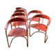 Suite of six leather and chrome armchairs from the 70s/80s