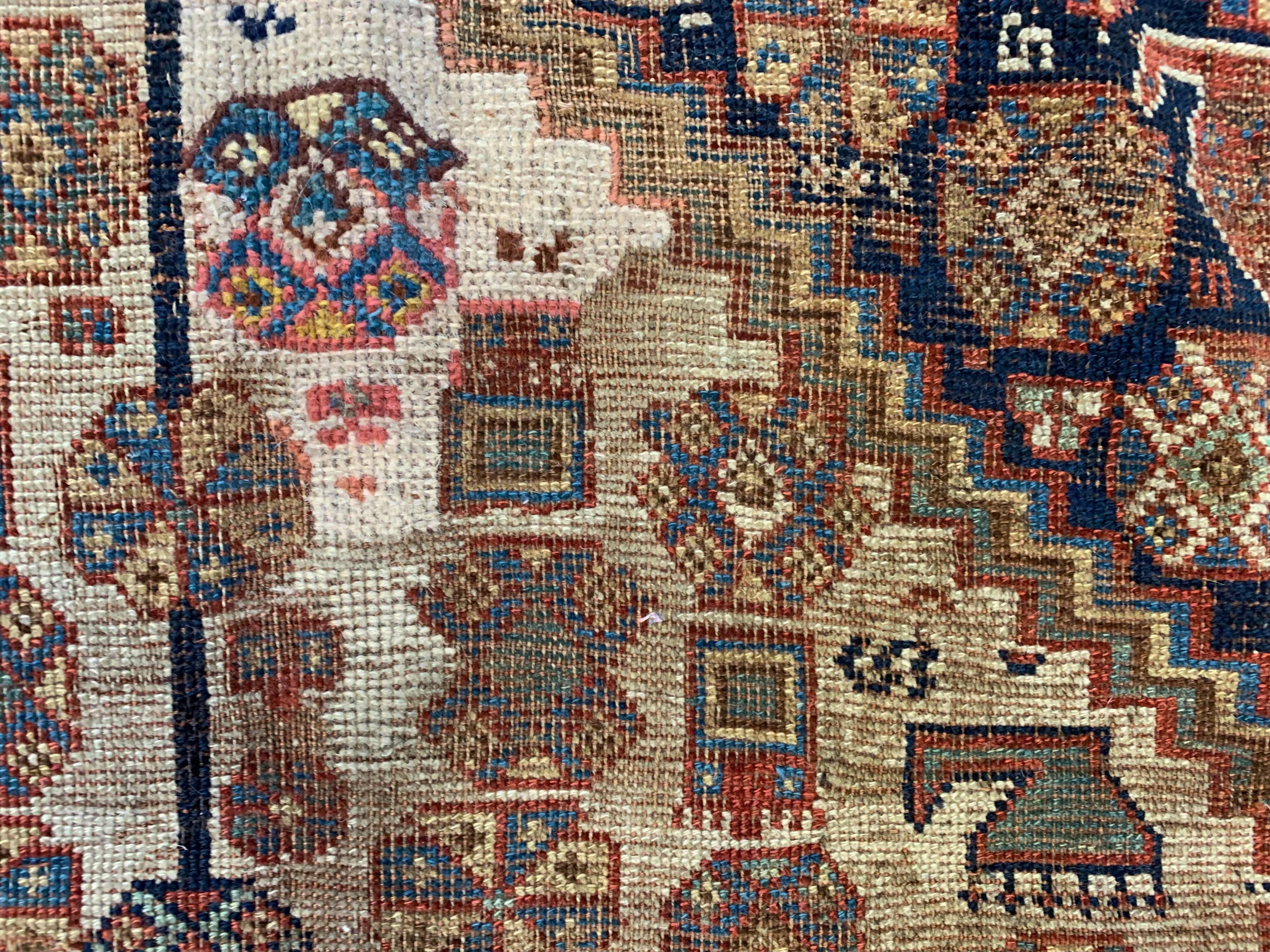 Antique tribal qashqai rug 275x157 cm, medium, oriental carpet truly shabby chic