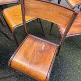 20 vintage school chairs in metal and wood design Mid-century vintage 1960 french Mullca