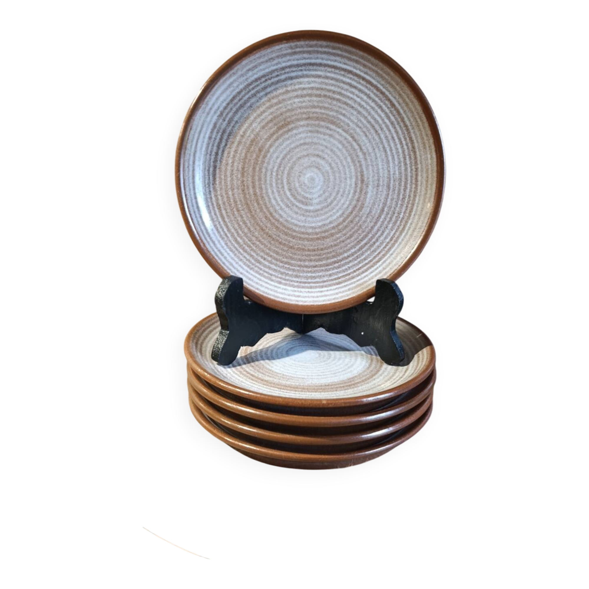 5 dessert plates in stoneware, Esterel model by St Amand | vintage