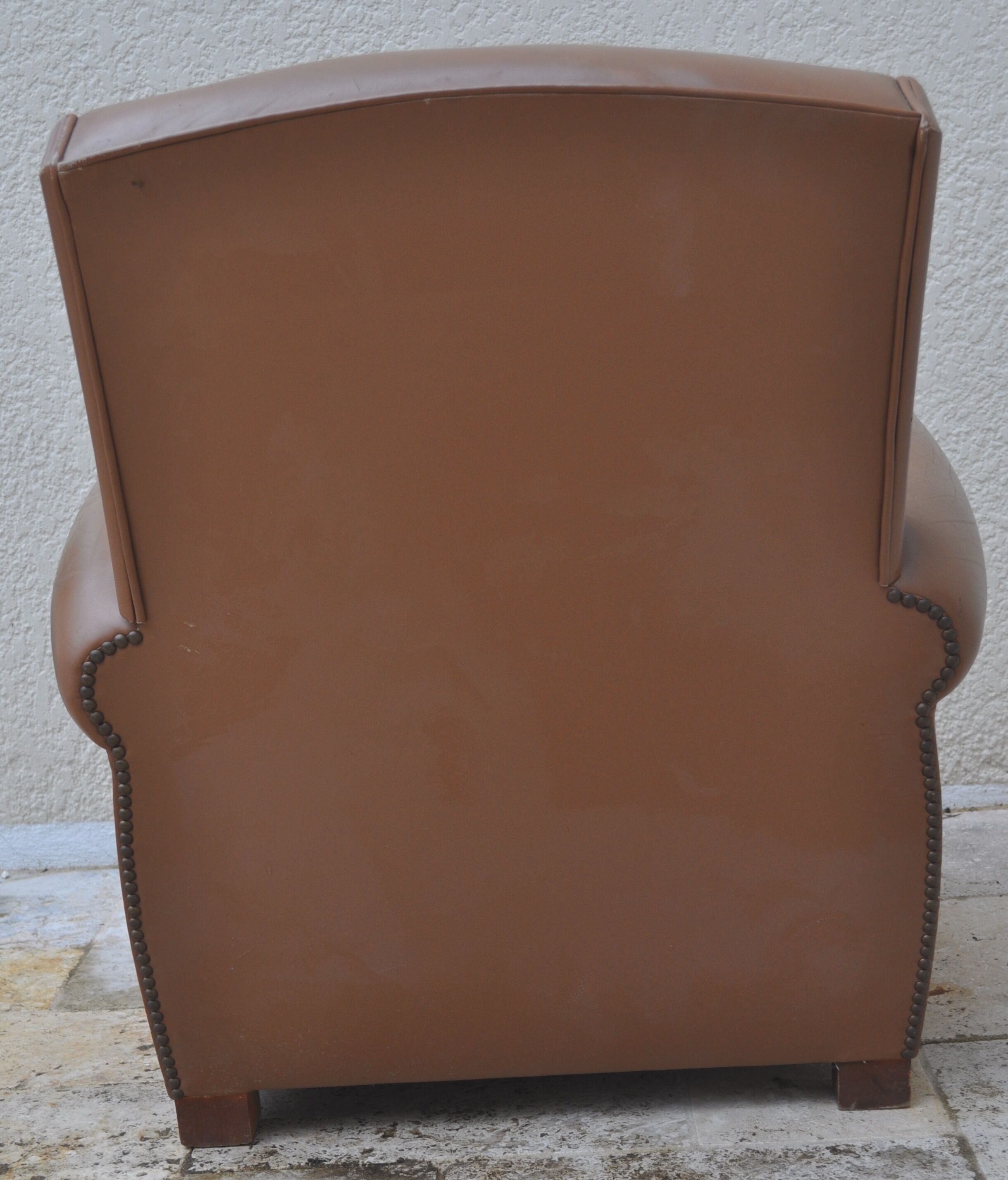 Vintage caramel leather club armchair