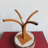 Lacquered metal stool with vintage velvet seat