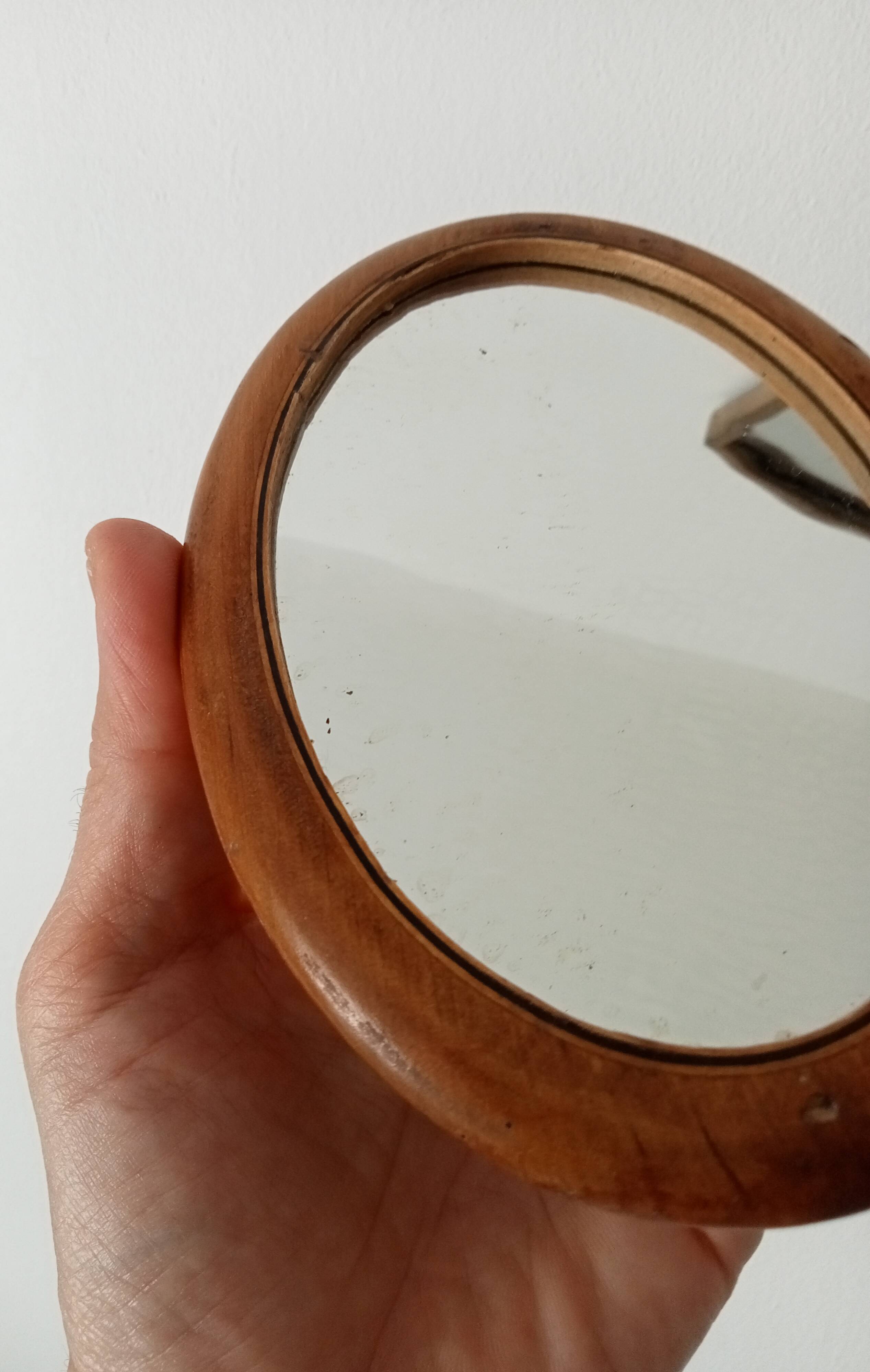 Mini antique walnut mirror from the 19th century.