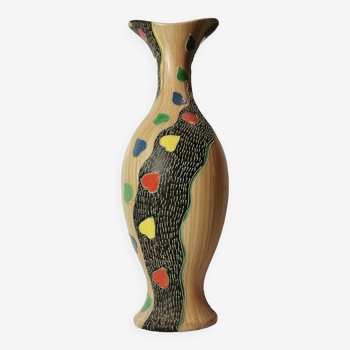 Large Deruta vase from the 1950s/1970s in enameled ceramic signed and numbered