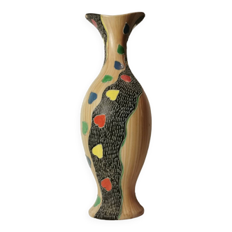 Large Deruta vase from the 1950s/1970s in enameled ceramic signed and numbered