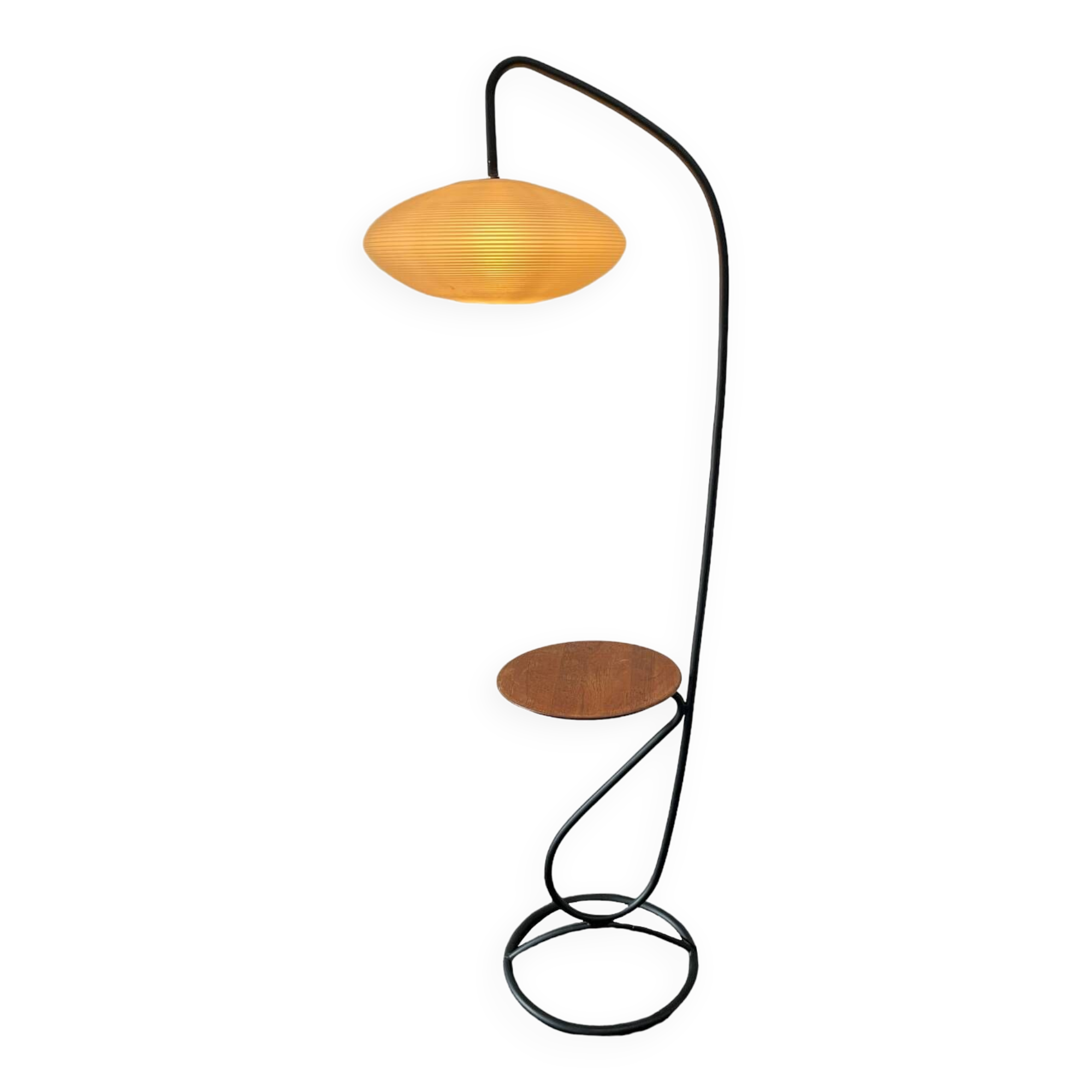 Floor lamp (lamp & table) in tubular steel, ca 1960