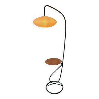 Lampadaire ( lampe & table ) en  acier tubulaire, ca 1960