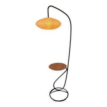 Lampadaire ( lampe & table ) en  acier tubulaire, ca 1960