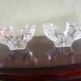 Val Saint Lambert - Pair of 4-light crystal candlesticks - modern design