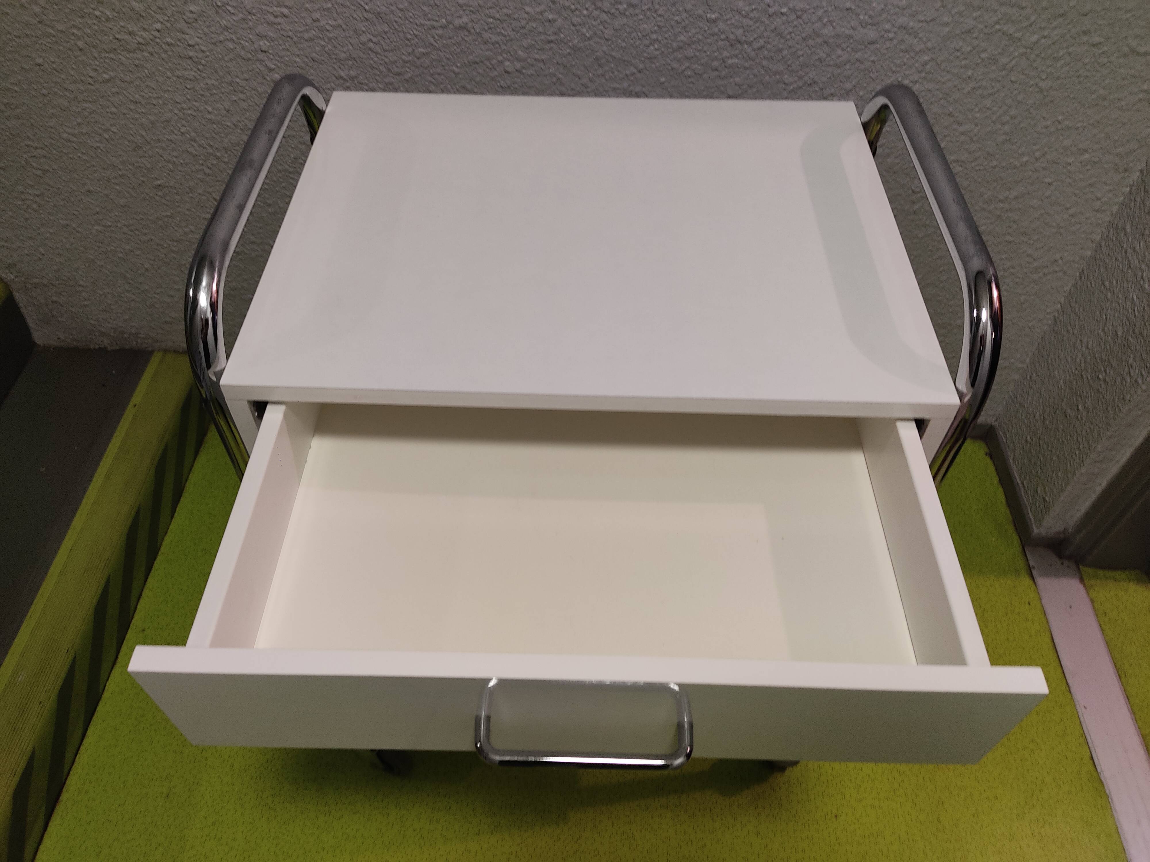 Medical trolley stainless steel, white lacquered 4 drawers