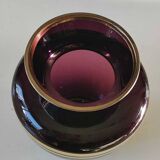 Verrerie Boom d’Anvers ball vase, Murano style. Amethyst color/Horizontal gold bands