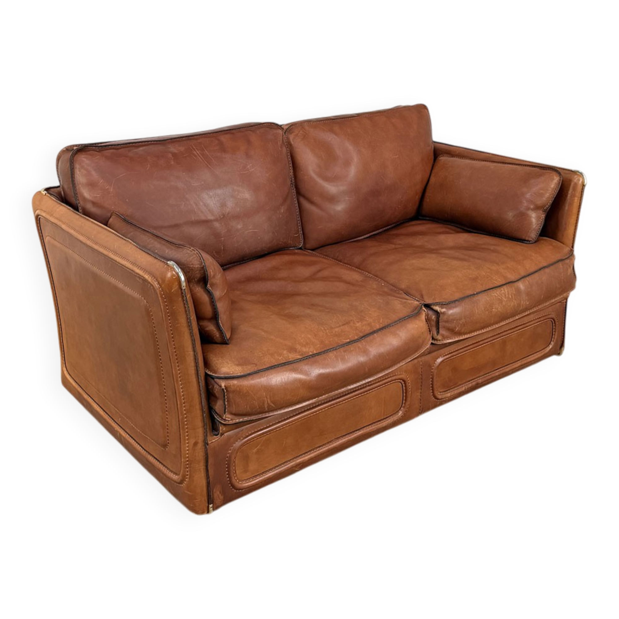 1980s two-seater leather sofa