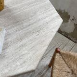 Octagonal travertine coffee table