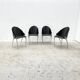 Set of 4 chairs by Bernard Dequet for Protis France Design in cast aluminum and leather, France 1980