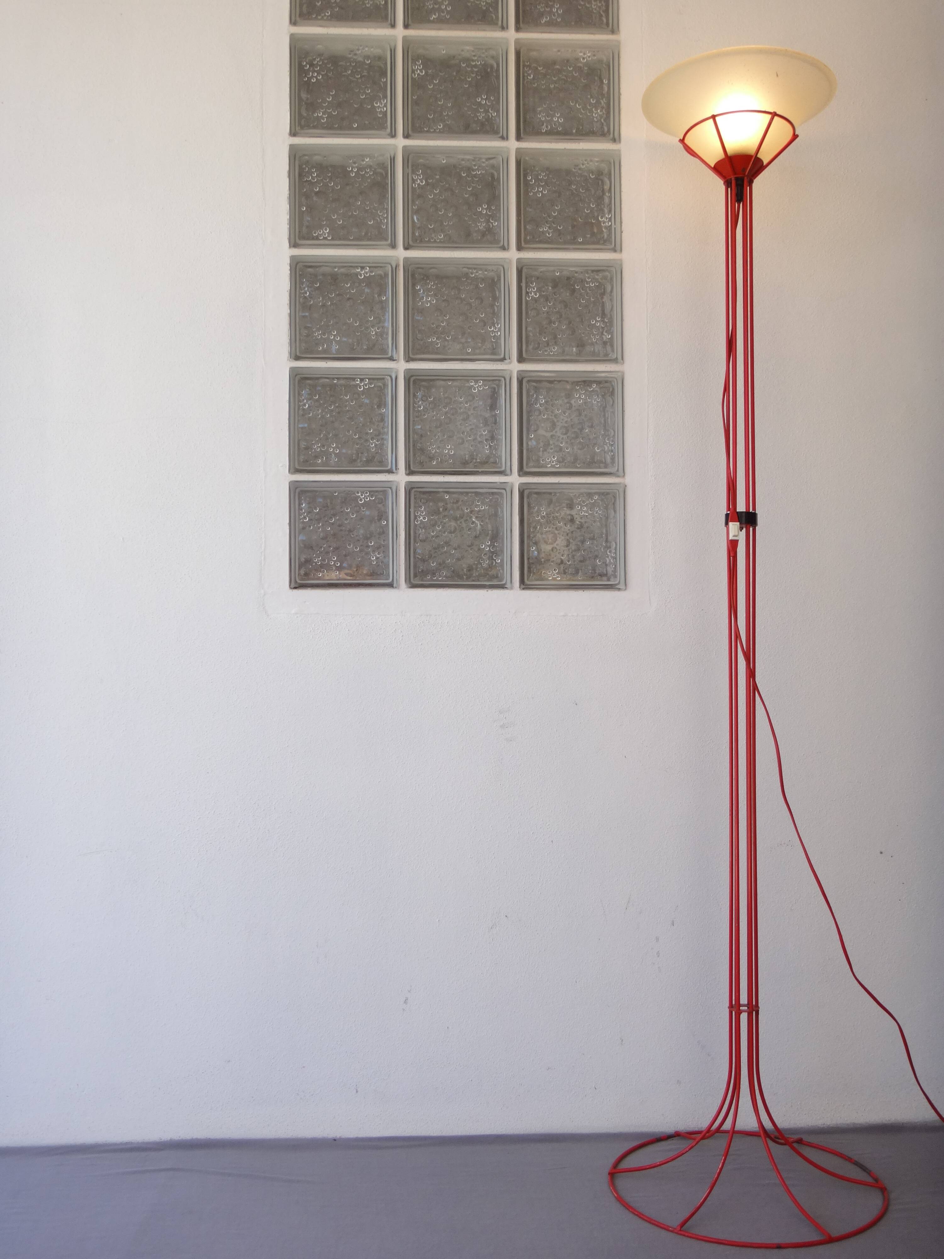 Design lamp italy 180cm red tubular Red floor Lamp designer light italy 1970