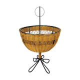 Rattan trash and black metal foot 1950