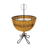 Rattan trash and black metal foot 1950