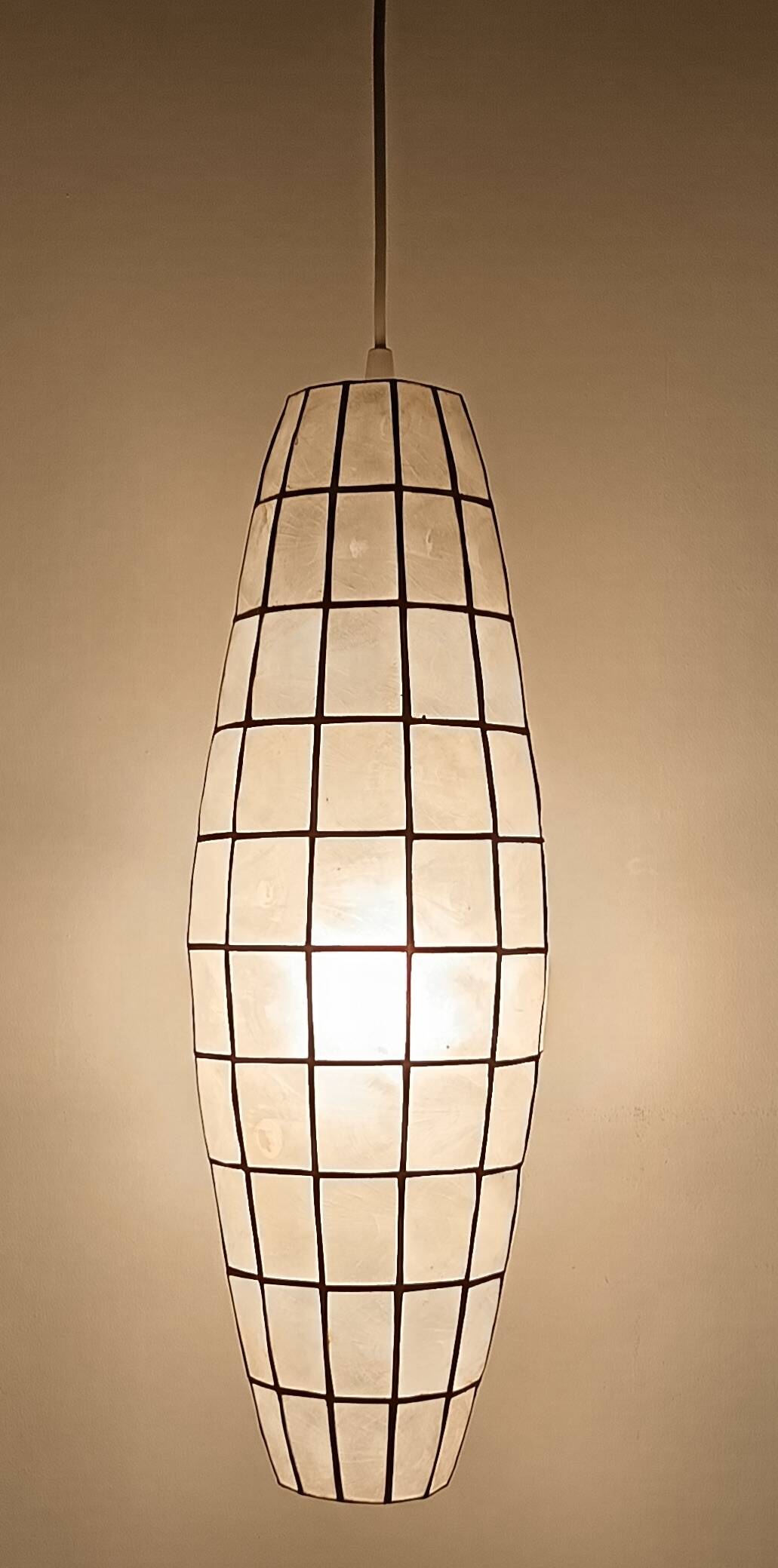 62cm spindle light fixture mother-of-pearl and brass from the 70s