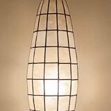 Luminaire fuseau 62cm nacre et laiton années 70