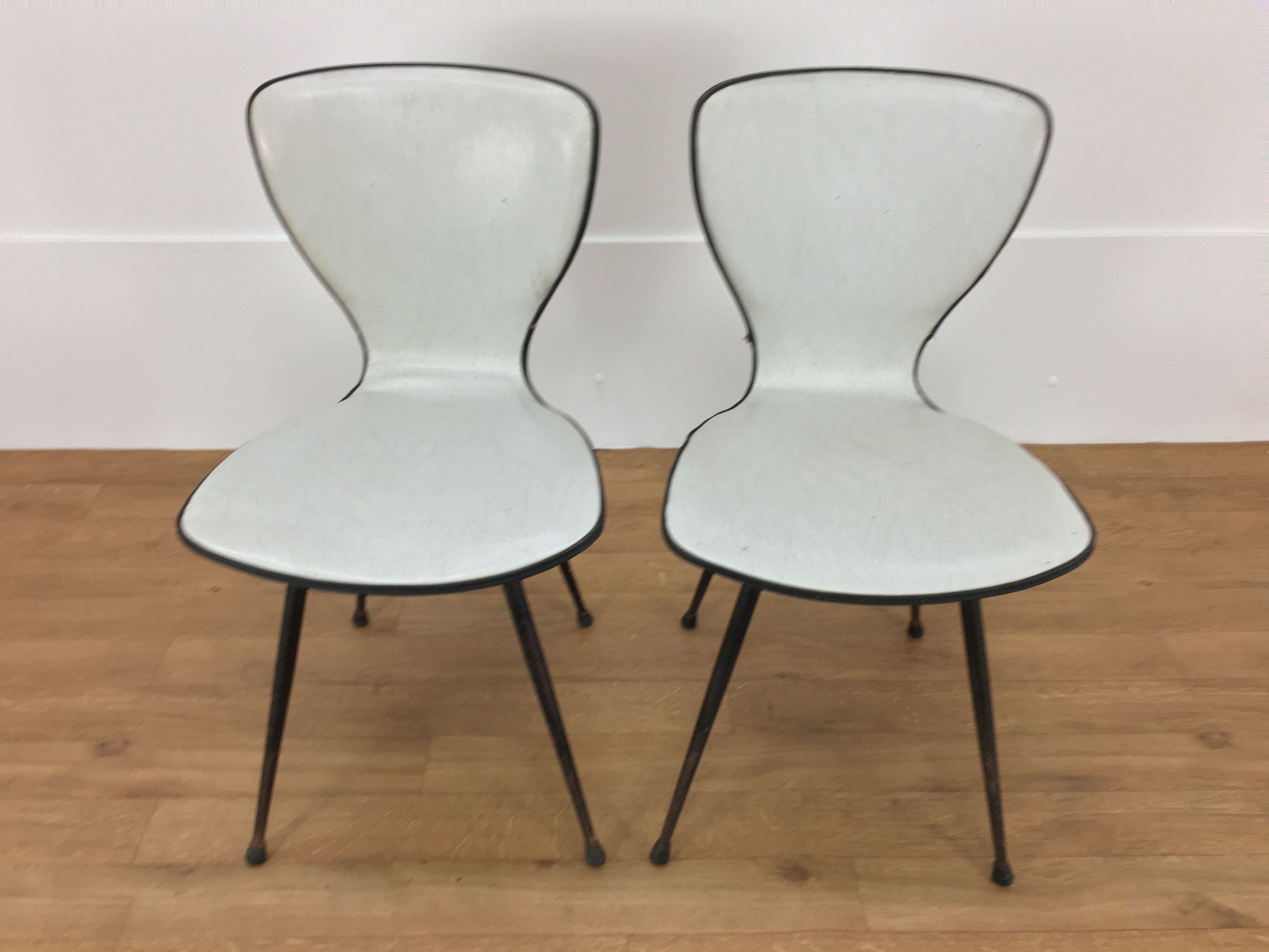Pair of skai and metal chairs 1950