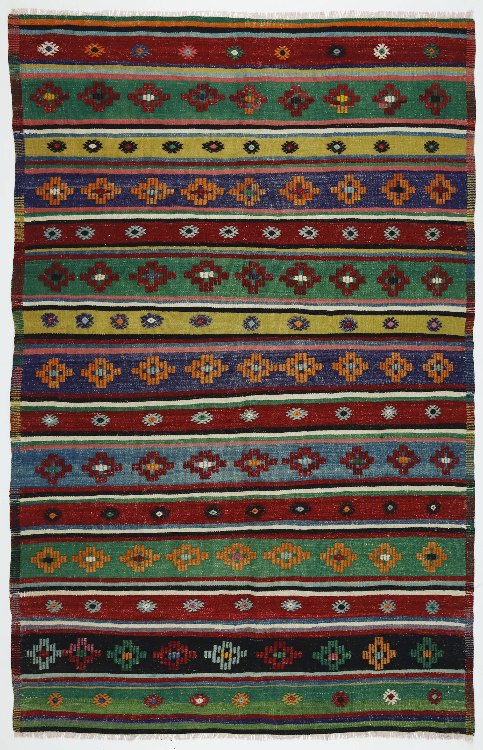 Kilim Oushak vintage multicoloured striped 250 x 163 cm