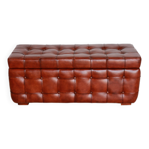 Coffre en cuir type Chesterfield