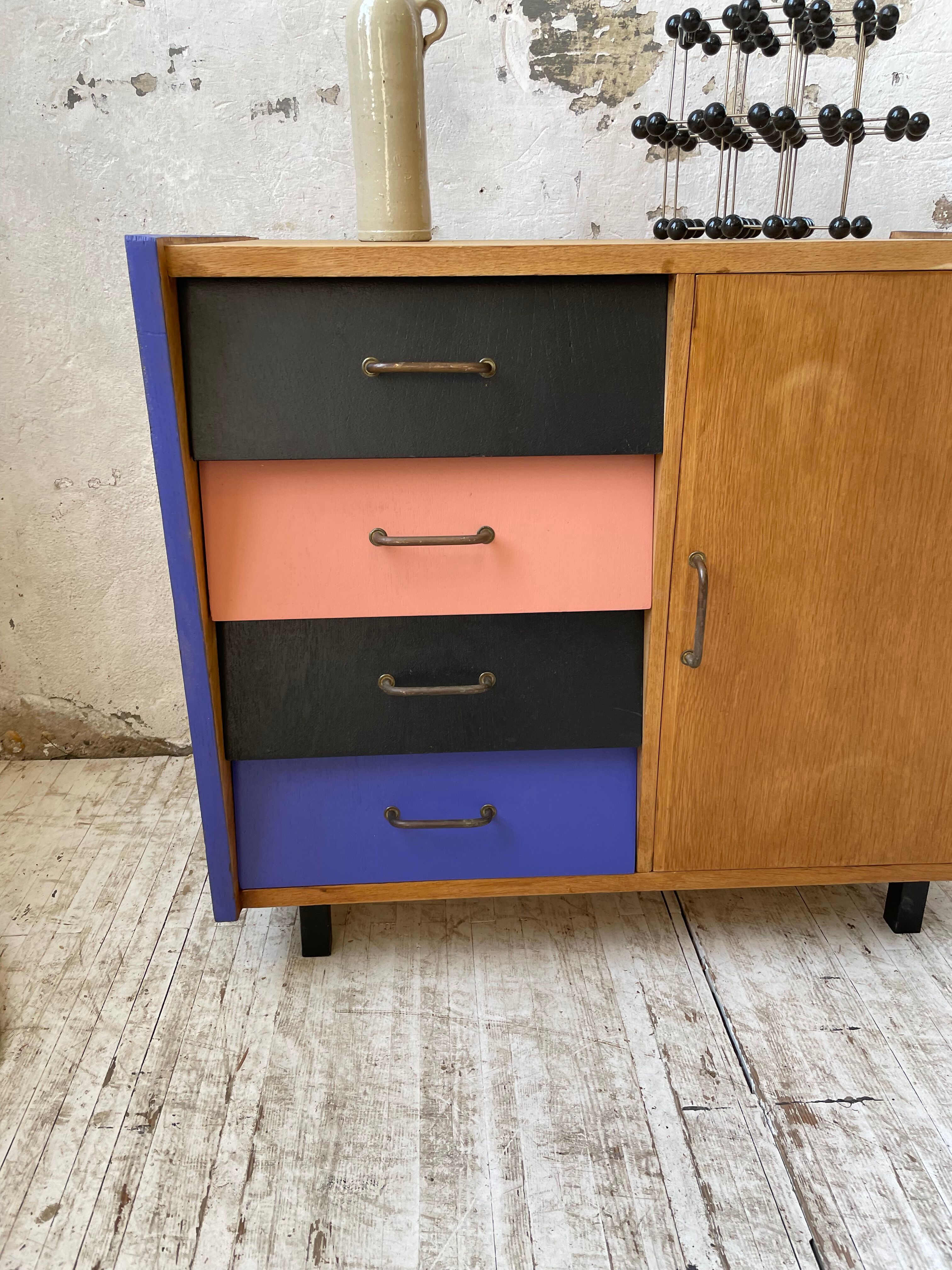 Meuble commode colorée années 60