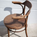 Curved wooden armchair Mundus vienna Austria, curved wooden chair, living room, bookcase, 20's
