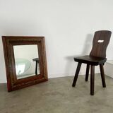Old mirror in oak and gilded wood early 20th century beveled glass