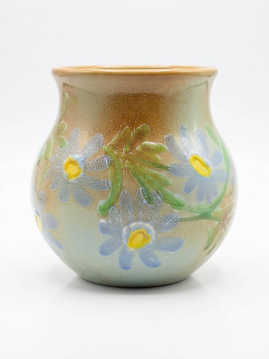 Round vase from the Ricard ceramic workshops. Signed by Francine Gal.