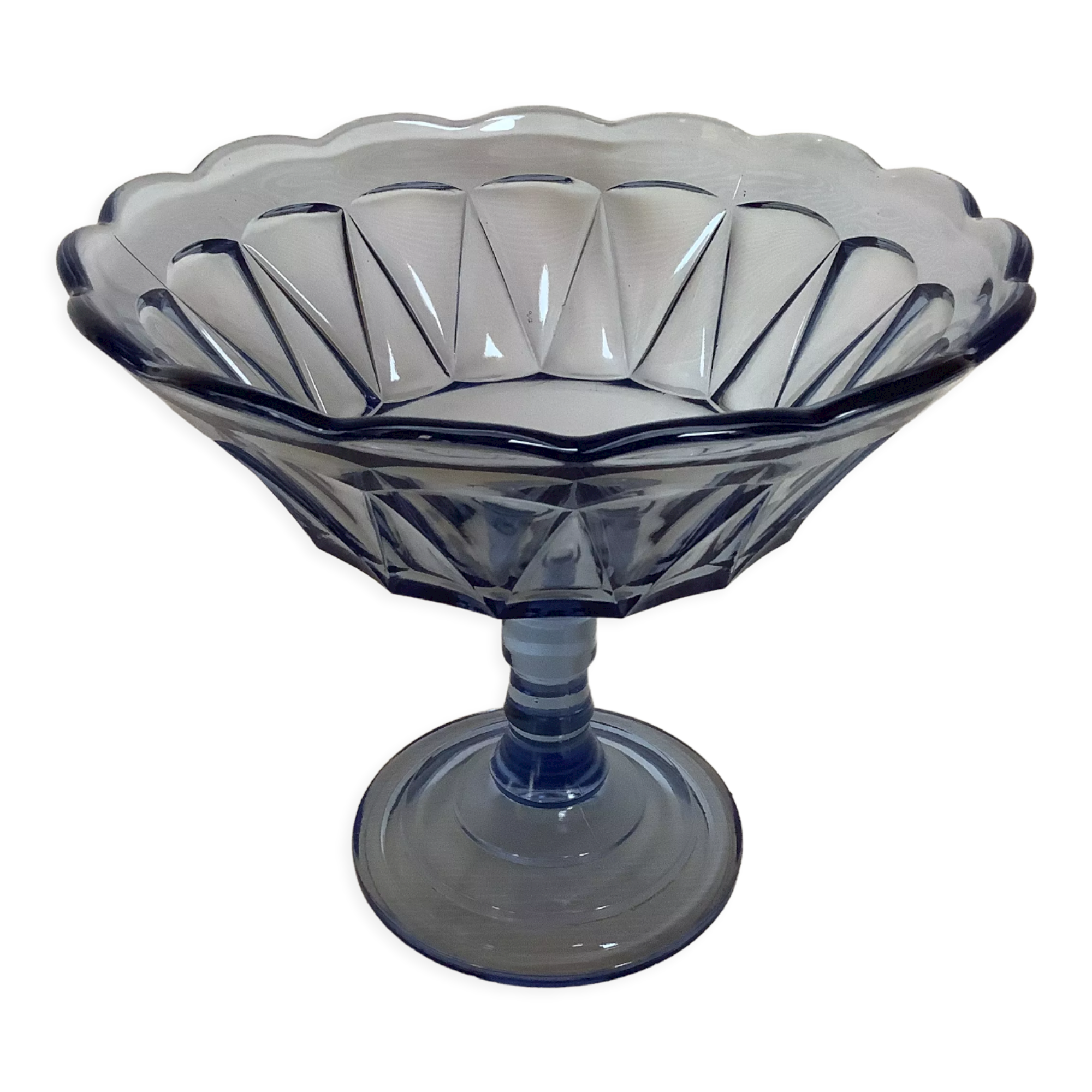 Antique blue molded glass footed cup