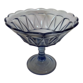 Old blue moulded glass footed cup