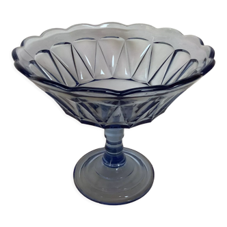 Old blue molded glass foot cup