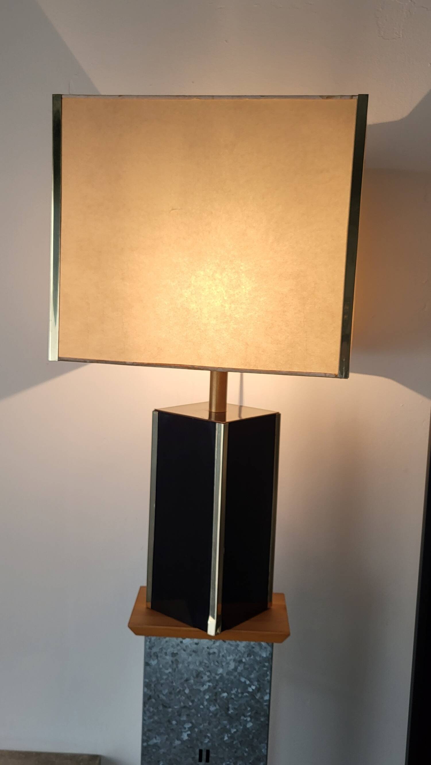 Executive table lamp, black and gold, Italian design 1970