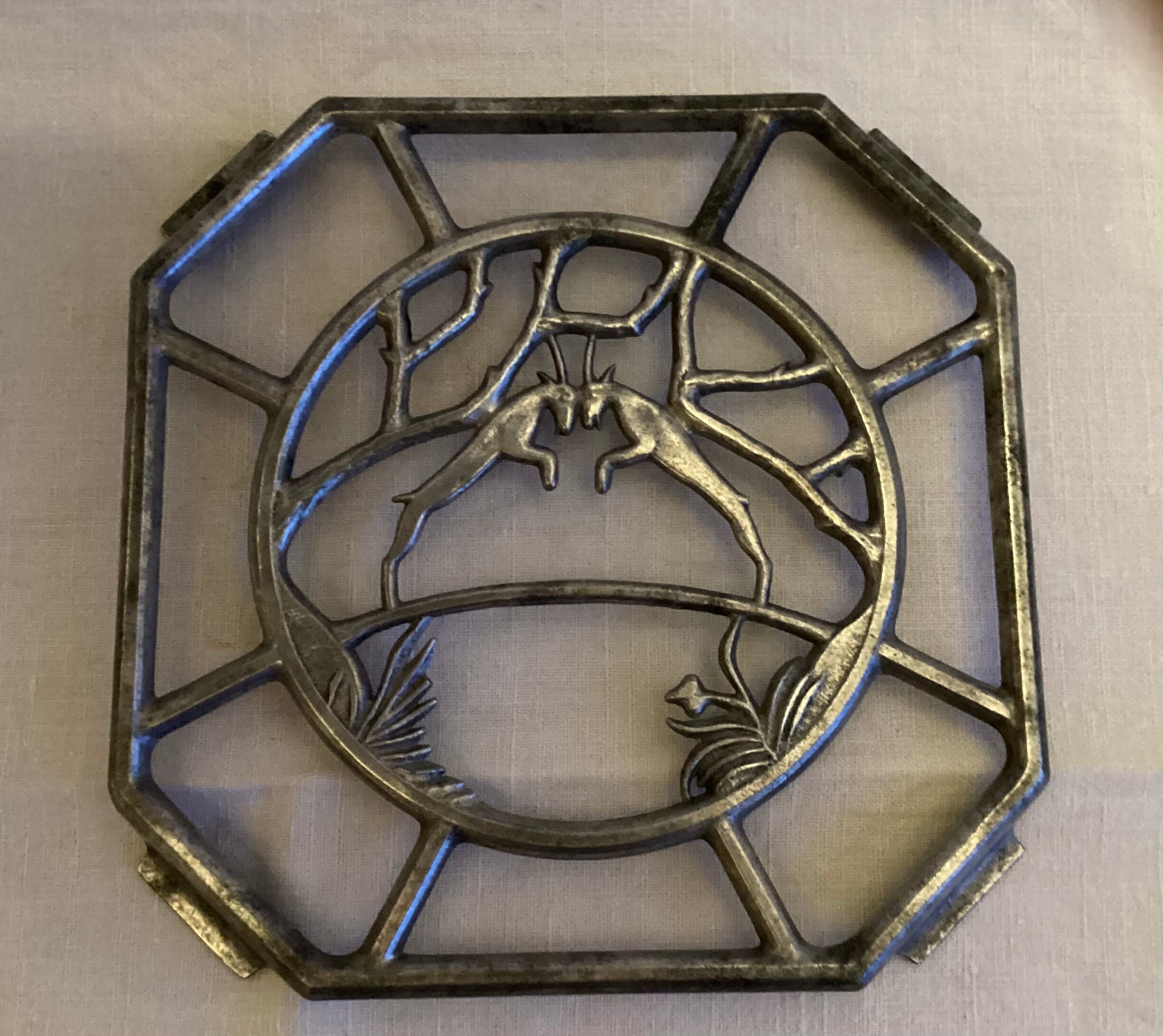 Old underplate decorations aluminum deer - vintage