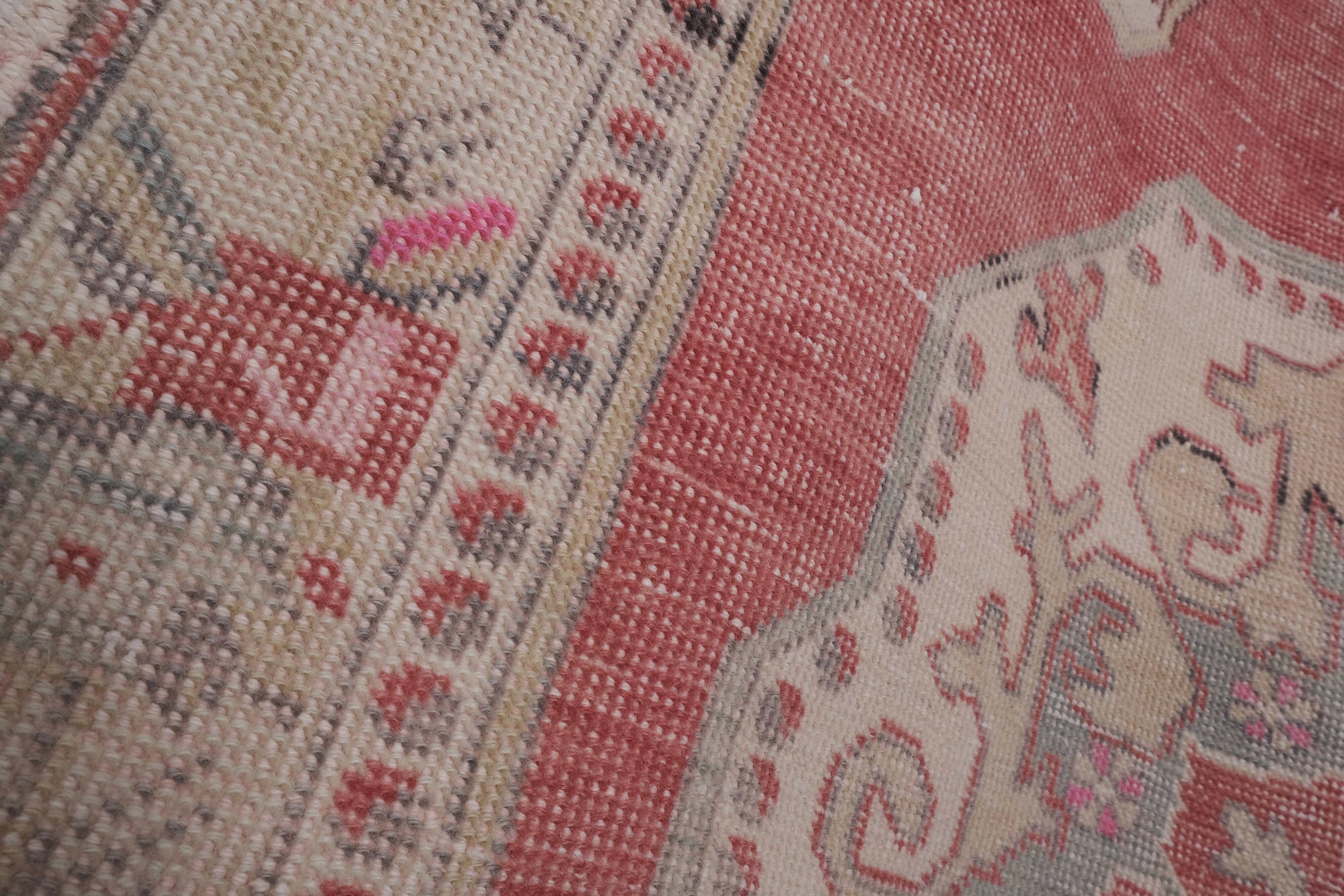 Mid century flatweave large overdyed oriental turkey oushak rug 4'11'' x 7'3''