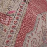 Mid century flatweave large overdyed oriental turkey oushak rug 4'11'' x 7'3''