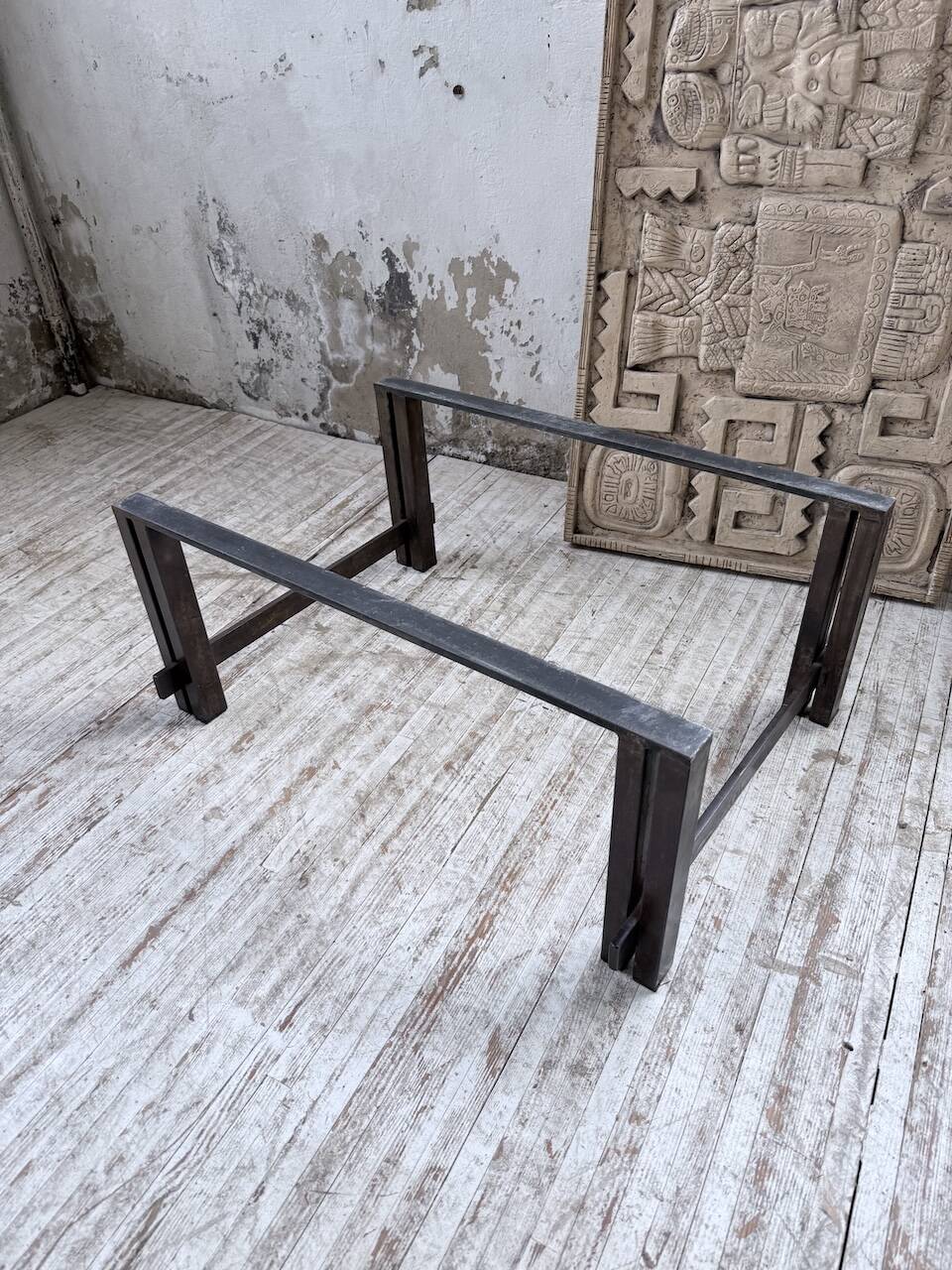 Table basse céramique pierre sculptée style années 50