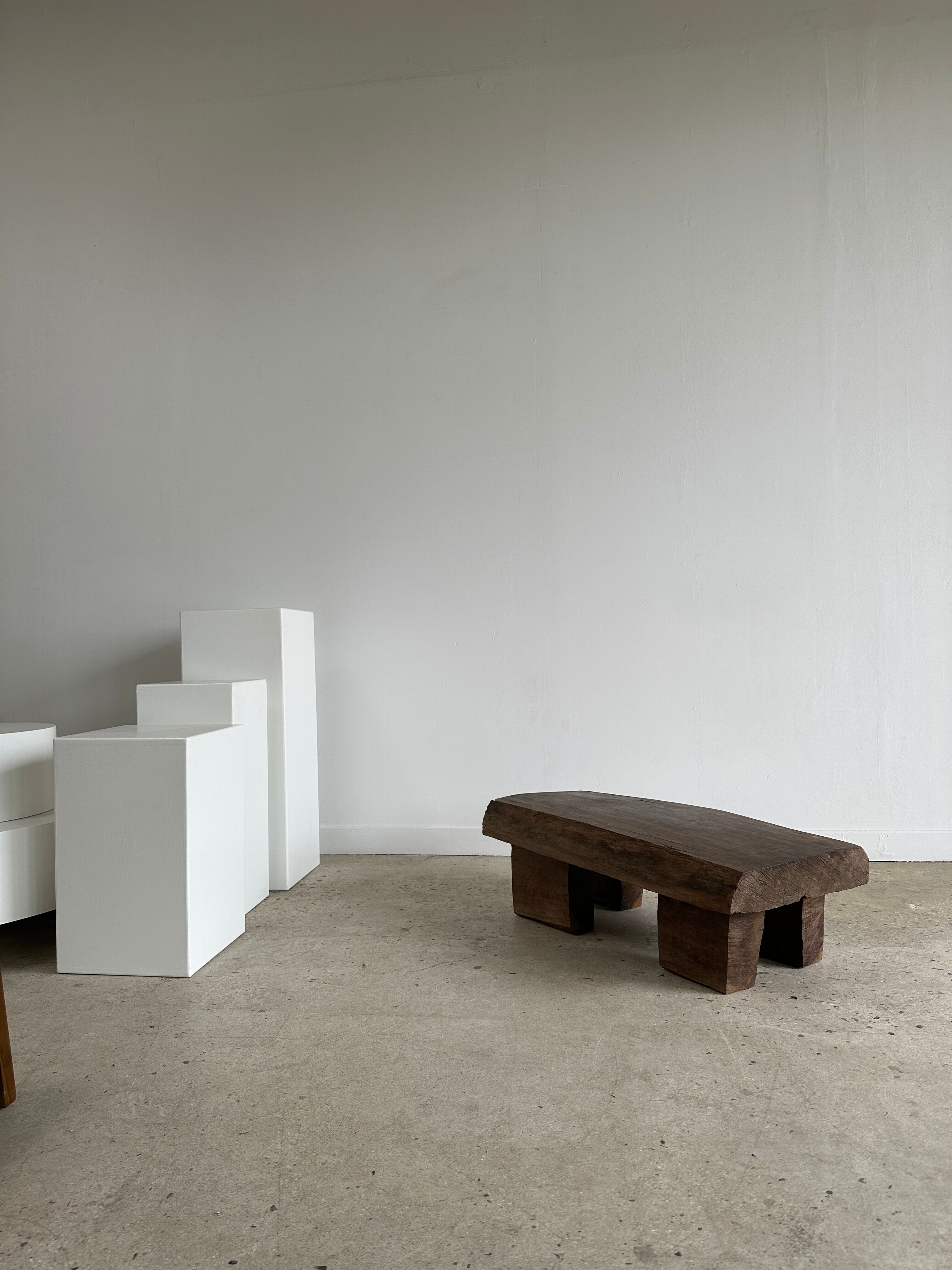 Asian solid wood quadripod brutalist coffee table H30 L81 l42