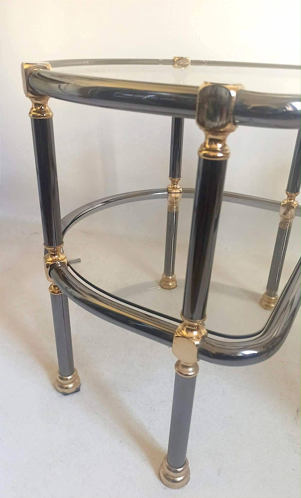 Pair of semi-circular coffee tables, 1970s