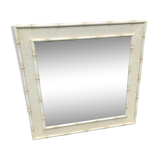Large rattan and white bamboo mirror