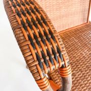 Vintage low armchair in rattan & two-tone weaving 1960s