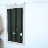 Turkish Green Black Striped Vintage Kilim Rug, 81x163Cm