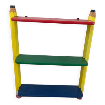 Vintage 80s pencil shelf – Memphis style – attributed to Pierre S.