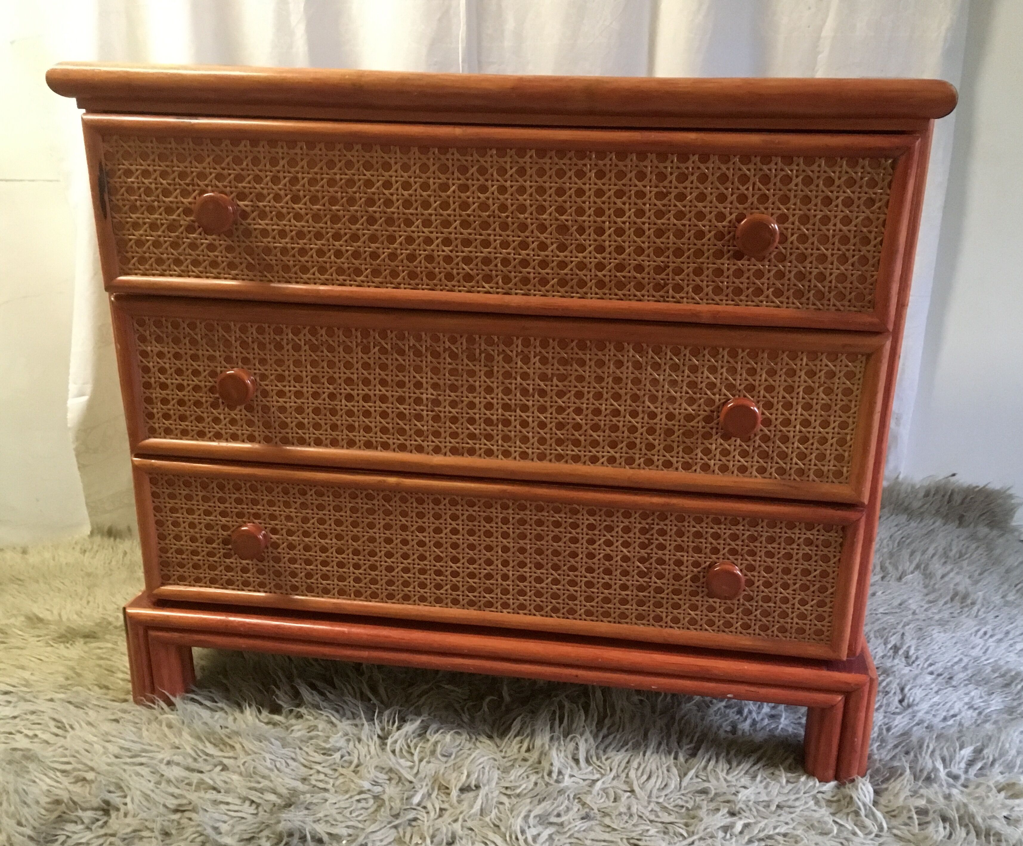 Chest of drawers wood and canning - 80s