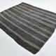 Charcoal Grey Striped Minimal Turkish Kilim Rug, 202x244 Cm