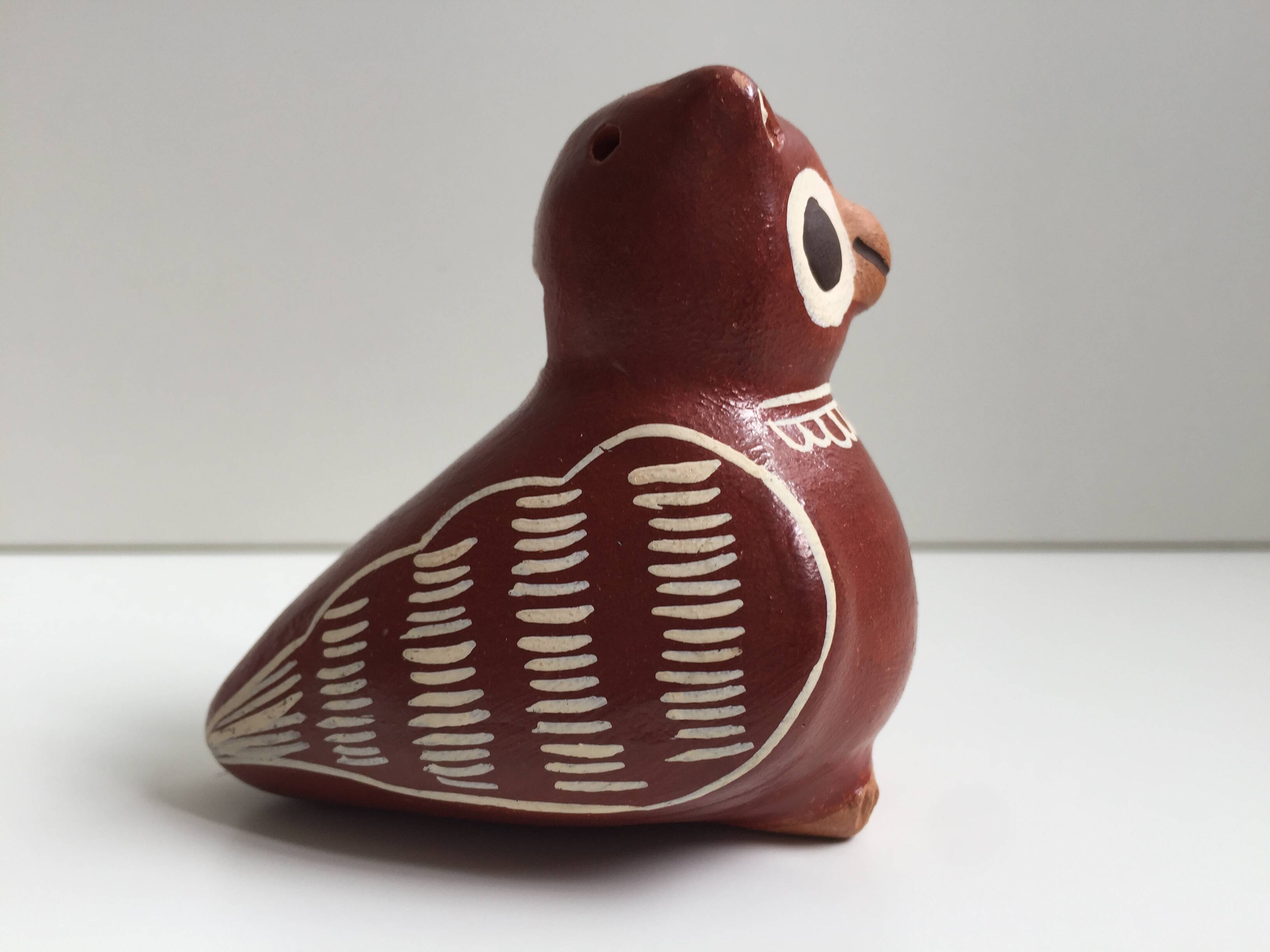 Ceramic Sculpture Figurine Whistle Call Owl Tawny Owl Nazca Chimu..