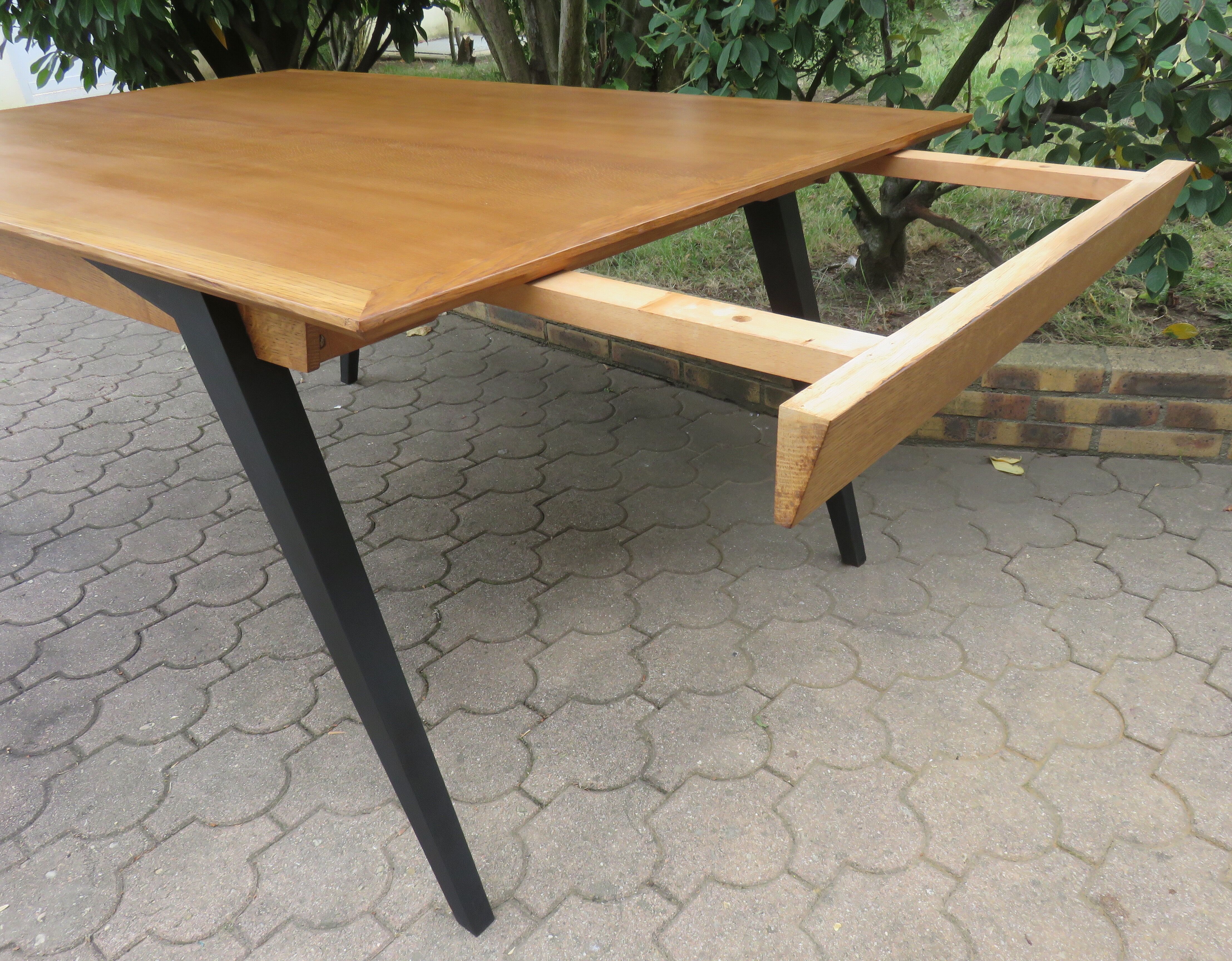 Large table with compass legs. Italian design 1960